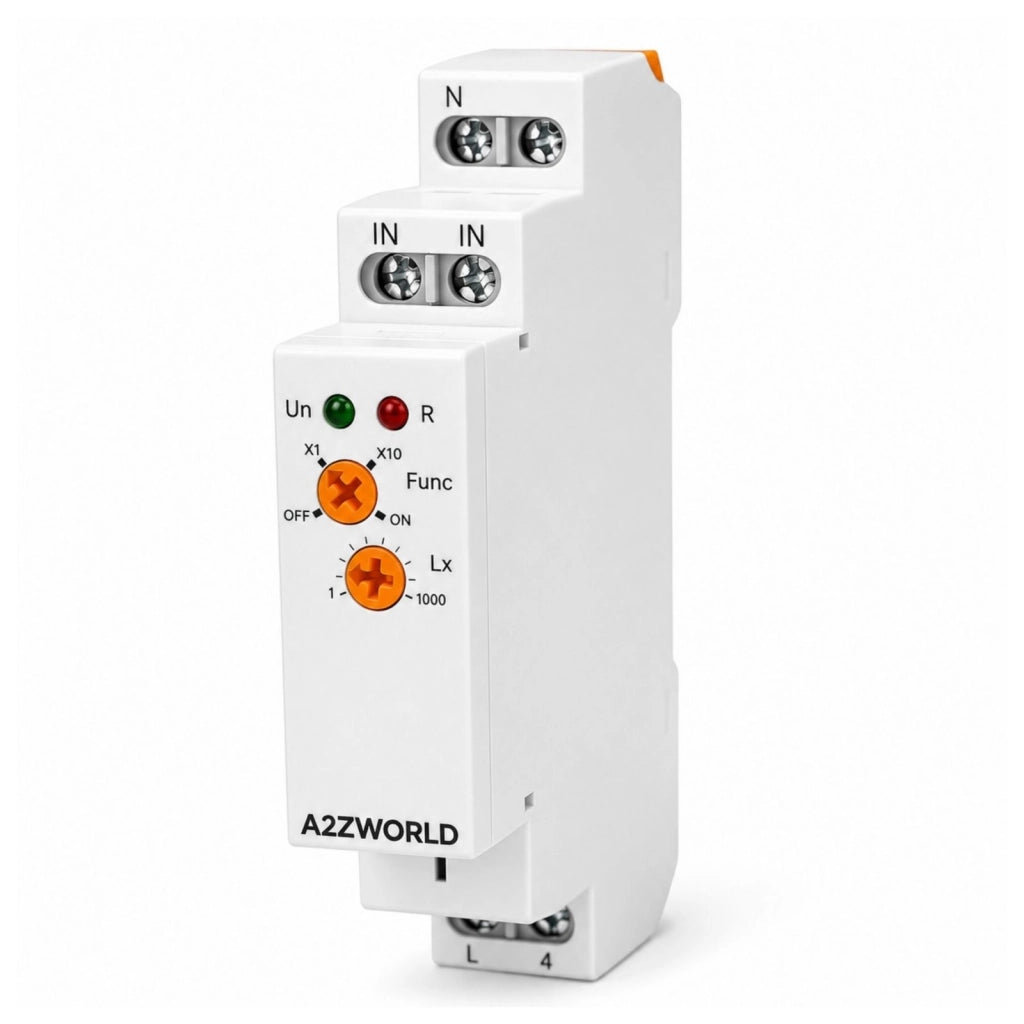 Relè Interruttore Crepuscolare Modulare, 220V 16A, Sensore Luce Esterno Incluso, Regolabile 1-10000 Lux, 1 Modulo Barra DIN