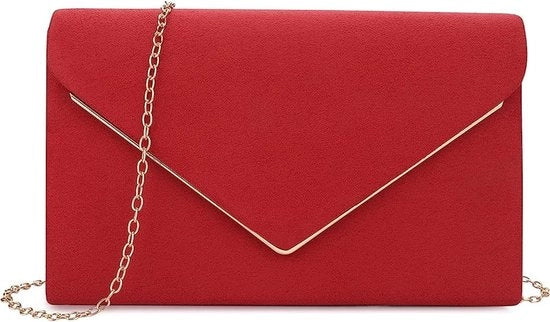 Clutch da sposa, borsa a catena per donna, borse per donna, piccola, elegante borsa da sera in velluto, con cerniera, crossbody, classica borsa da sera, borsa da sera per sposa (rosso)