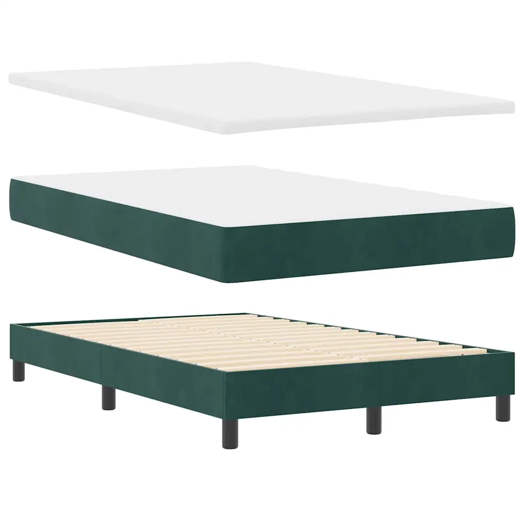 Letto a Sorgente LED con led Verde Scuro 120 x 200 cm Velluto