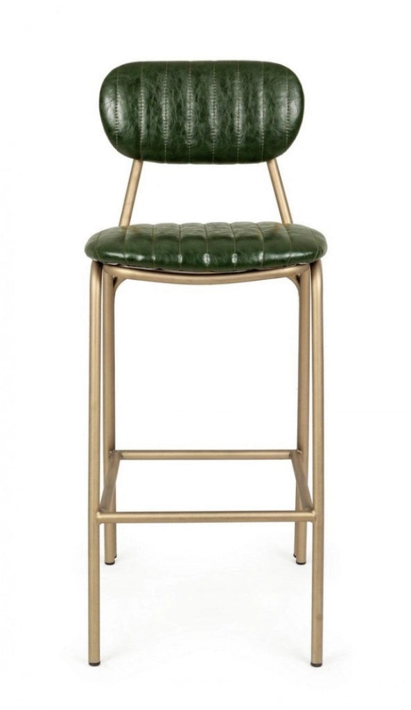 Sgabello Bar Addy Verde Scuro Imbottito in Similpelle