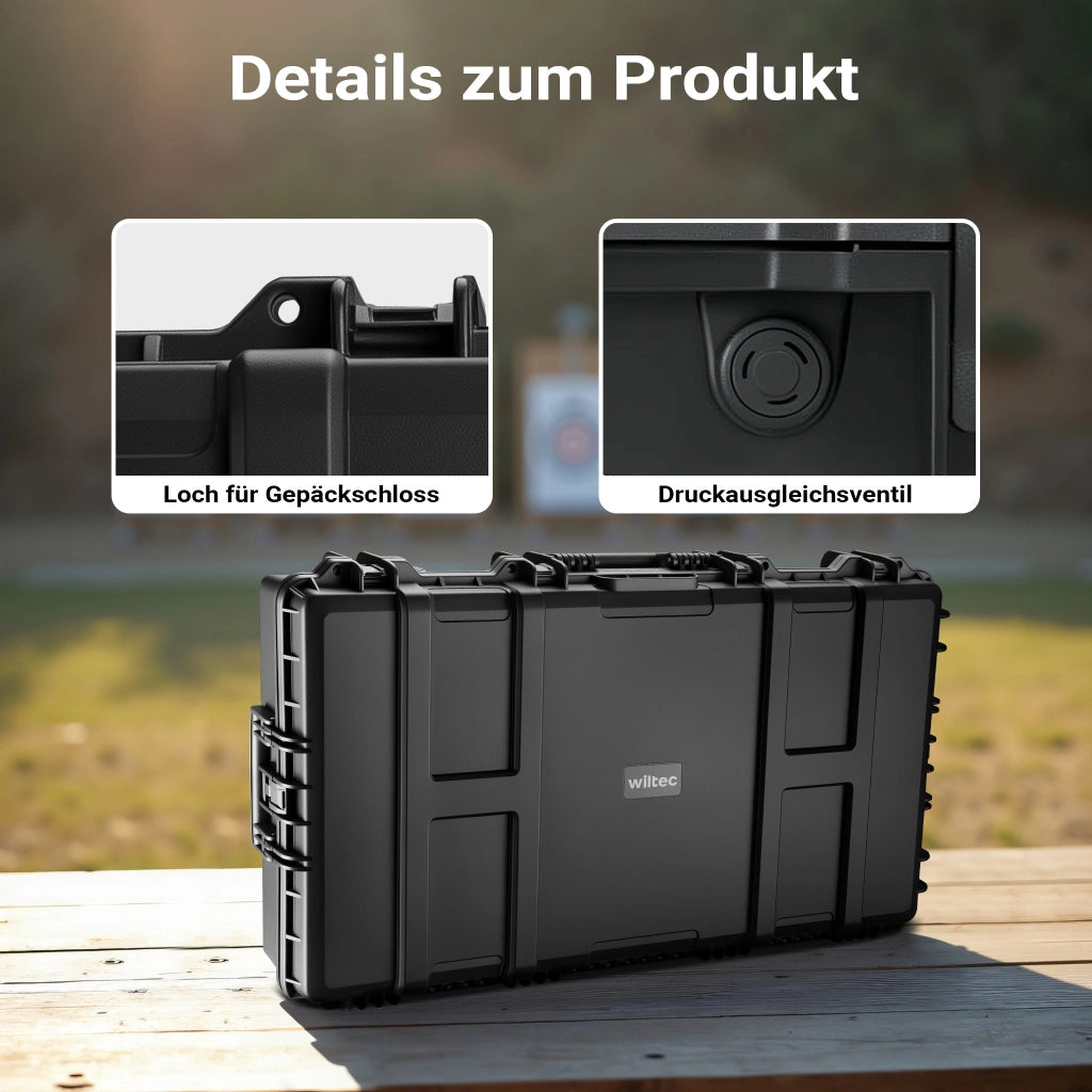 Valigetta porta armi 101,8 x 50,3 x 19 cm, Custodia Trolley per fucili, interno imbottito antiurto