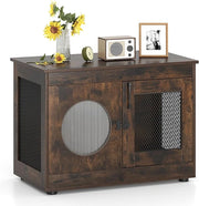 Mobile Lettiera per Gatti 82 x 47 x 60 cm, Casetta in Legno per Animali con Rete Traspirante in Metallo Robusto e Anta, Gabbia Multiuso per Gatti da Interno