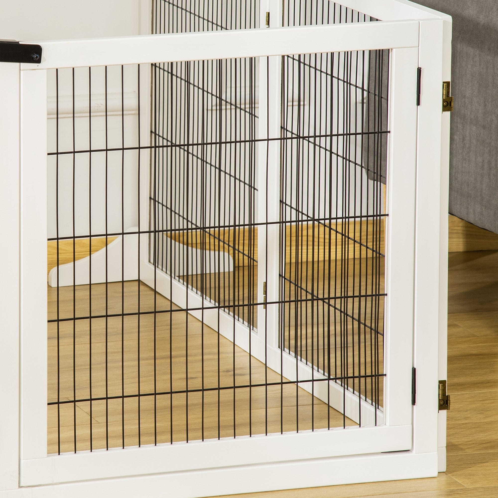 Cancelletto di Sicurezza per Cani di Piccola/Media Taglia 432x36x70 cm 6 Pannelli Pieghevoli in Legno e Acciaio Bianco