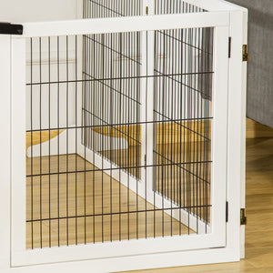 Cancelletto di Sicurezza per Cani di Piccola/Media Taglia 432x36x70 cm 6 Pannelli Pieghevoli in Legno e Acciaio Bianco