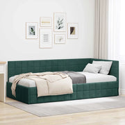 Cornice del letto ad angolo Verde Scuro 90 cm x 190 cm Velluto