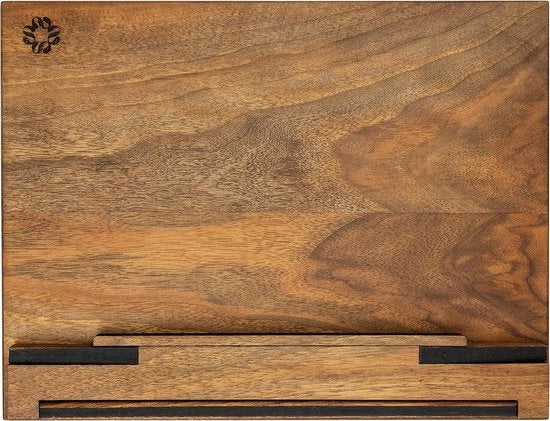 Supporto per libri da cucina in legno - Librario da cucina in legno di noce - lettura senza sforzo - Supporto per libri da cucina per piano di lavoro - Supporto per tablet - Librario per ricette - Accessori da cucina per libri di ricette