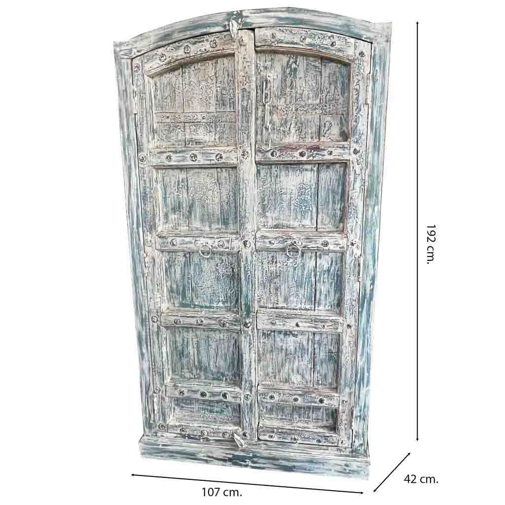 Cestello in legno fatto a mano blu 107x42x192h