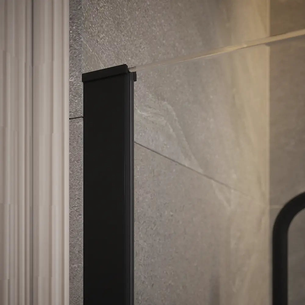 Doccia walk-in 90cm vetro temperato anticalcare 10mm trasparente profili neri | Naxos