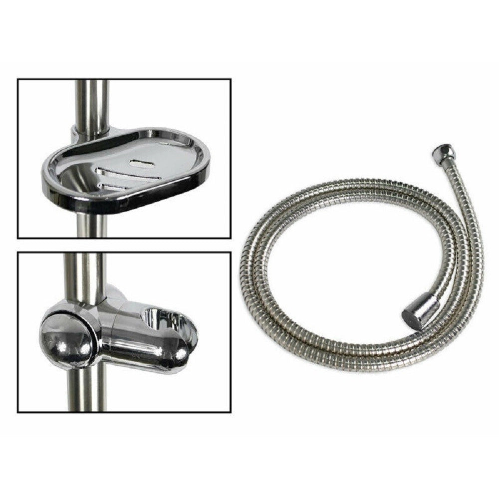 Trade Shop - Saliscendi Doccia Con Soffione Doccetta Multigetto Asta Con Portasapone 69132 -