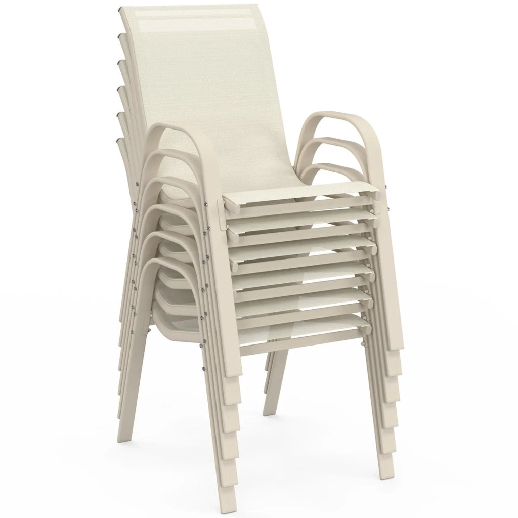 IDMarket - Set di mobili da giardino MADRID con tavolo da 190 cm e 8 sedie impilabili beige