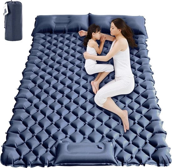 Matrimoniale isolante materassina per due persone con pompa a pedale impermeabile per acqua - materassine con cuscino per il sonno - airbed ultraleggera per campeggio, spiaggia, escursioni e viaggi