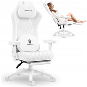 Sedia Gaming DOWINX Bianca con Molle Insacchettate; Poggiapiedi e Schienale Reclinabile 135°
