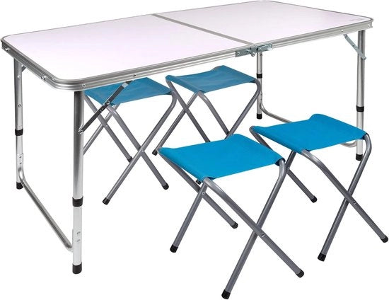 Tavolo da Campeggio Portatile con Sedili per 4 Persone - Compatto e Leggero