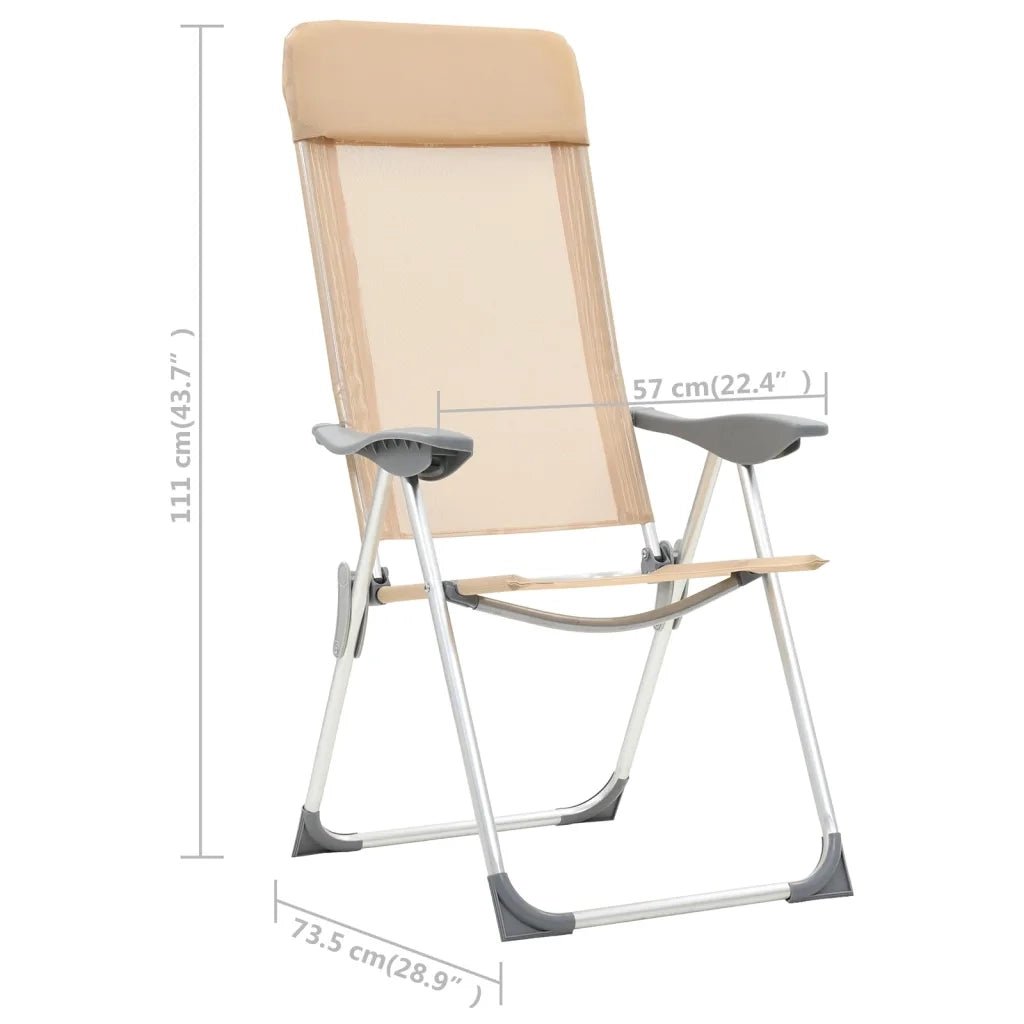 Sedie Pieghevoli da Campeggio 4 pz in Alluminio Crema CFW3275765