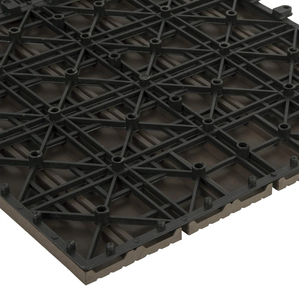 12 Pezzi Piastrella per Pavimento da Giardino Terrazza Pavimento ad Incastro per Casa Fai da Te Pavimentazione in WPC 30x60 cm caffè