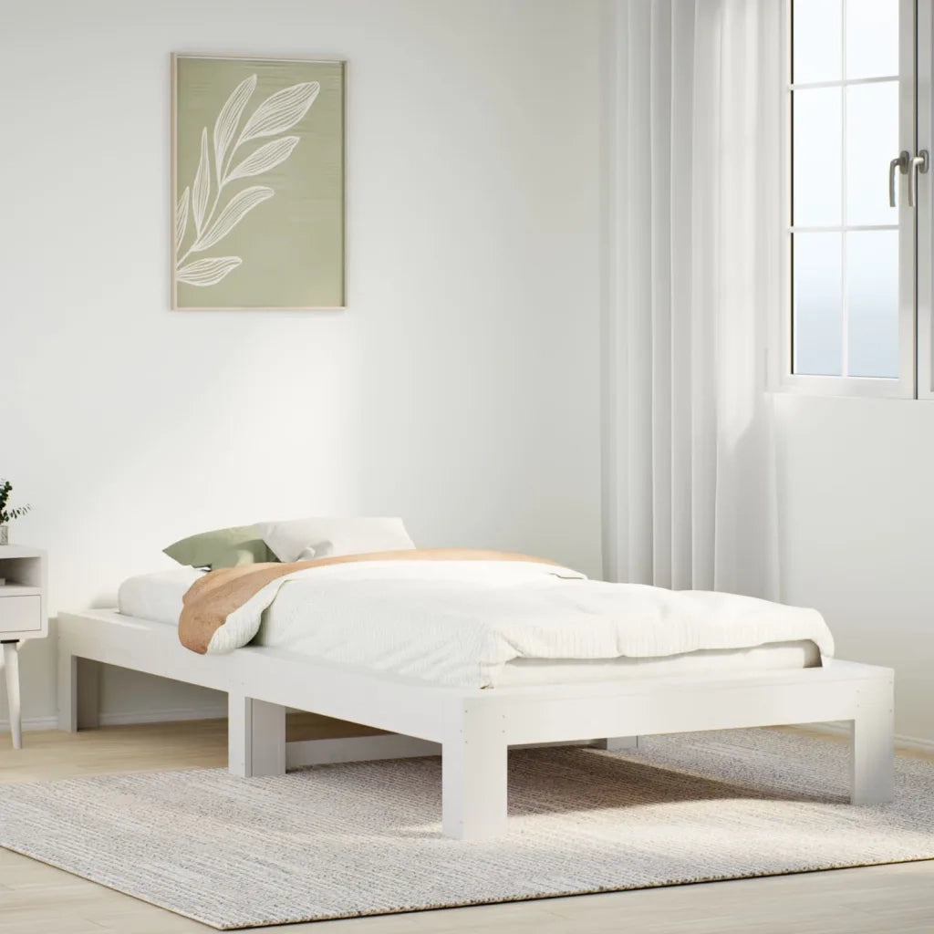 Letto singolo | Letto per adulti | Letto senza Materasso Bianco 75x190 in Legno Massello di Pino