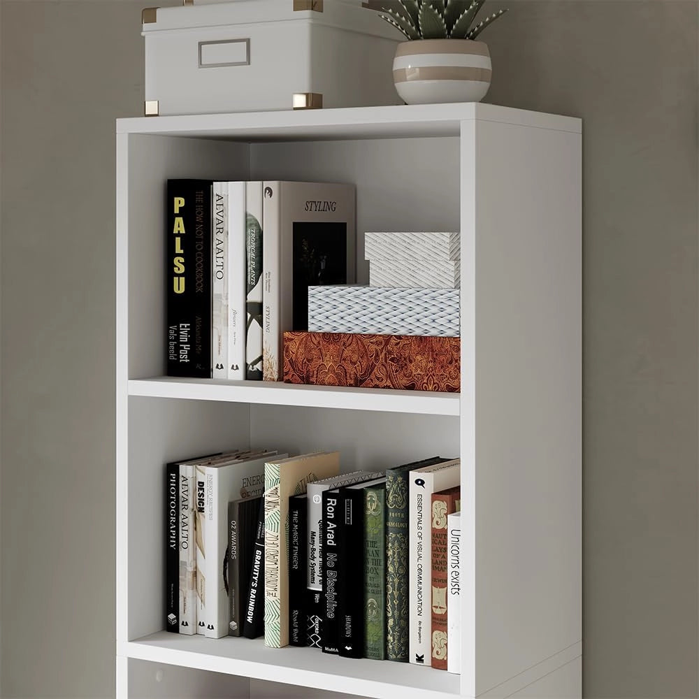 Scaffale Bob, Bianco, 40 x 132 cm con 5 scomparti, per la conservazione e la presentazione di libri e raccoglitori