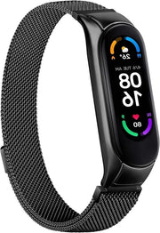 Accessori di riserva in mesh metallo in acciaio inossidabile per tracciatori di attività (nero), compatibile con Mi Band 5 / Mi Band 6 / Amazfit Band 5