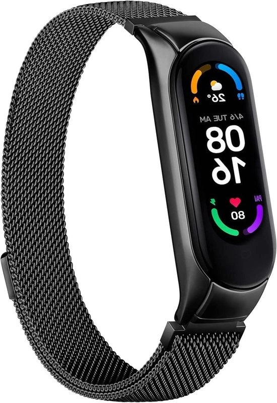 Accessori di riserva in mesh metallo in acciaio inossidabile per tracciatori di attività (nero), compatibile con Mi Band 5 / Mi Band 6 / Amazfit Band 5