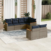 Set Divani da Giardino 7 pz con Cuscini Grigio in Polyrattan 3226145