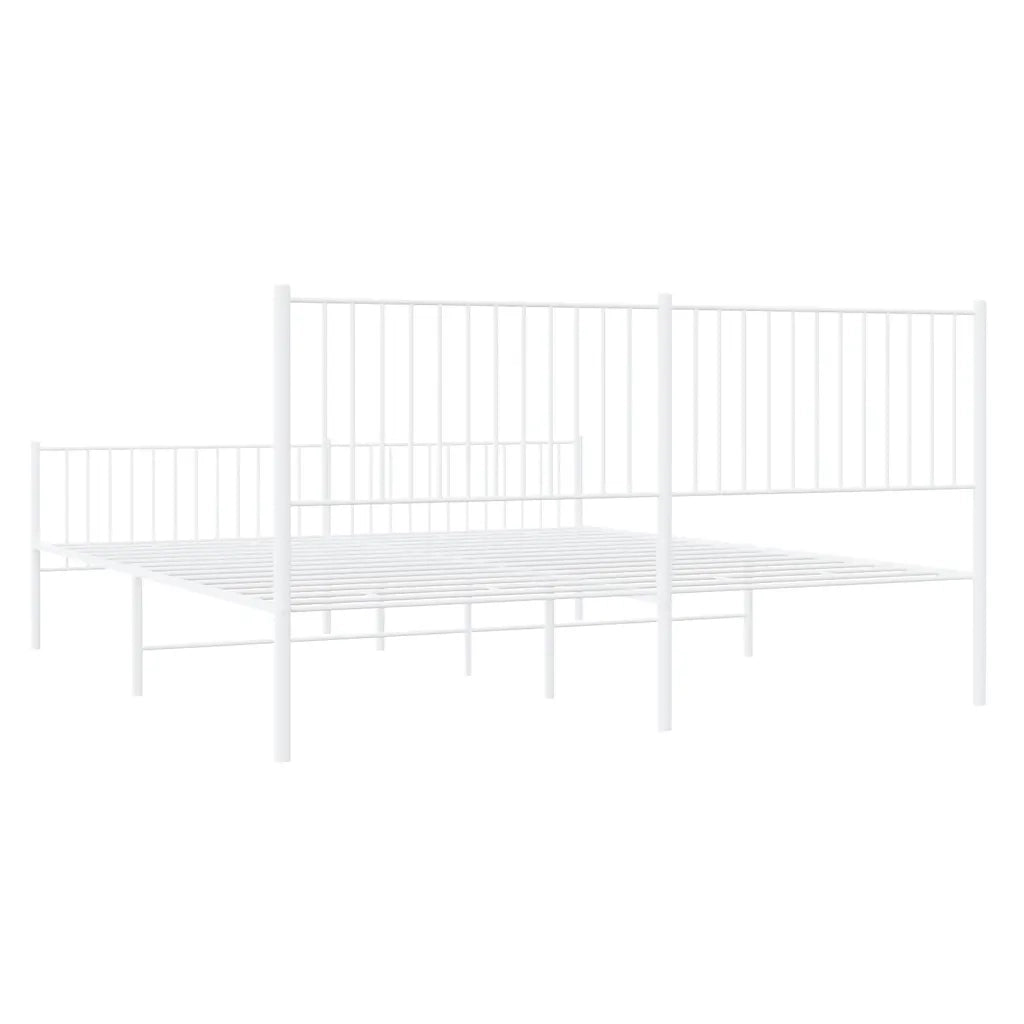 Letto matrimoniale | Letto per adulti | Giroletto con Testiera e Pediera Metallo Bianco 193x203 cm