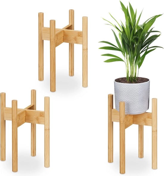 Stand di arricchimento di fiori in bambù - set da 3 - per interni - vasi per fiori fino a Ø 20 cm