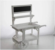 CARRETTO ESPOSITORE IN LEGNO PORTA PIANTE BIANCO CON LAVAGNA 87 X 47 X H109 CM