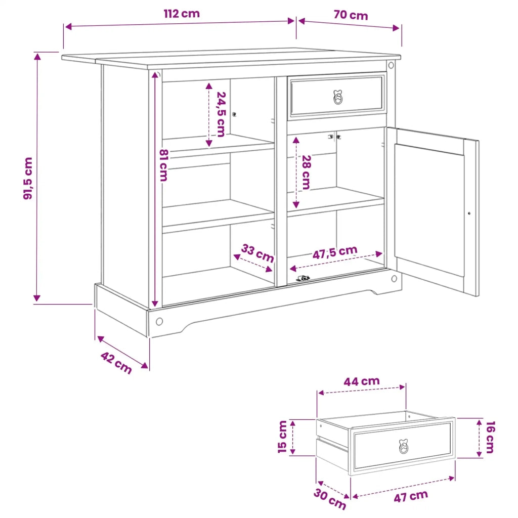 Carrello da Cucina 2 pcs Cera di Miele 112 x 70 x 91,5 cm