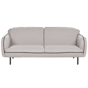 Divano a 3 posti Tessuto boucle bianco Morbido Nubby Gambe in metallo Bordi decorativi neri Stile retro Glam Art Decor
