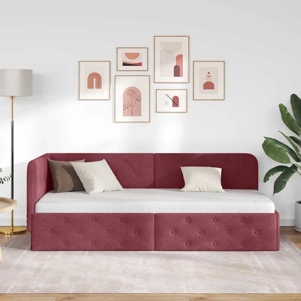 Cornice del letto ad angolo Rosso Vino 80 x 200 cm Tessuto 42016482