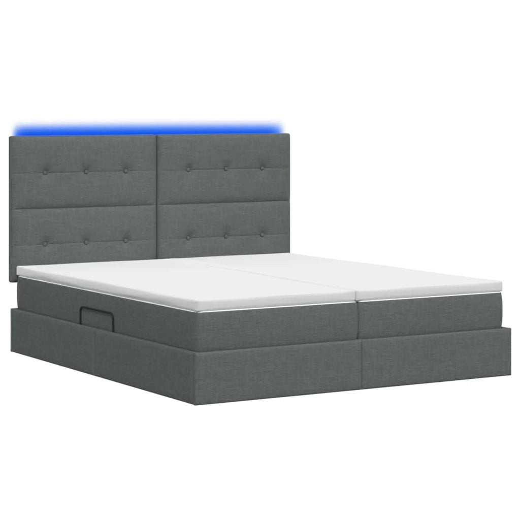 Letto con contenitore LED e materasso Grigio Scuro 180 x 200 cm 3460231