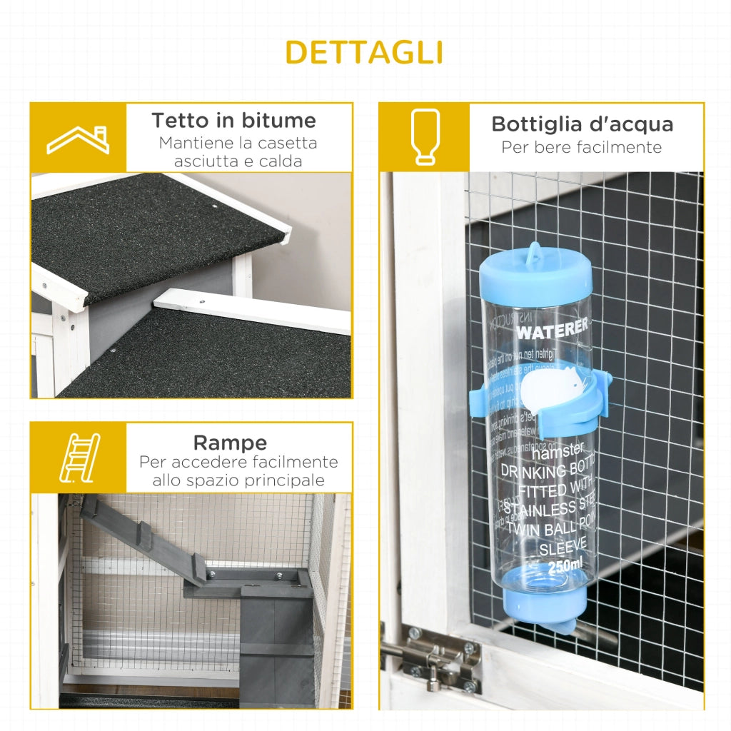 Gabbia per Conigli da Esterno in Legno con Vassoio Estraibile ¨C Zephmum ¨C 110x60x104 cm