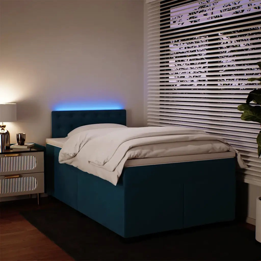 vidaXL Giroletto a Molle con Materasso Blu 120x200 cm in Velluto