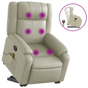 Poltrona | Sedia Relax Alzapersona Reclinabile Massaggio Crema Similpelle