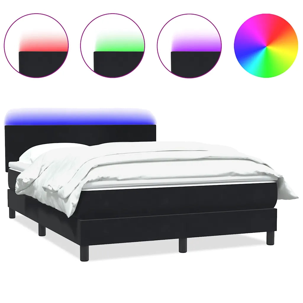 Letto a Molle con Materasso e LED Nero 160x210 cm in Velluto 3316697