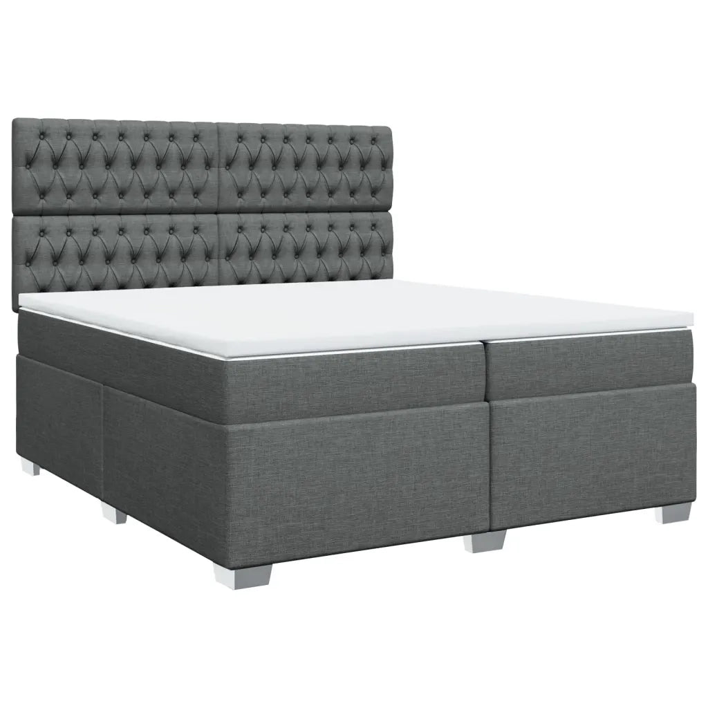Giroletto a Molle con Materasso Grigio Scuro 200x200 cm Tessuto