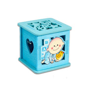 Trade Shop - 12 Scatolina Portaconfetti In Legno Bomboniera Nascita Battesimo Azzurro Maschio -