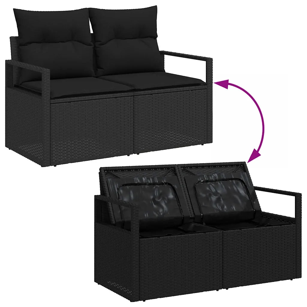 vidaXL Set Divano da Giardino con cuscino 5 pcs Nero Poly Rattan