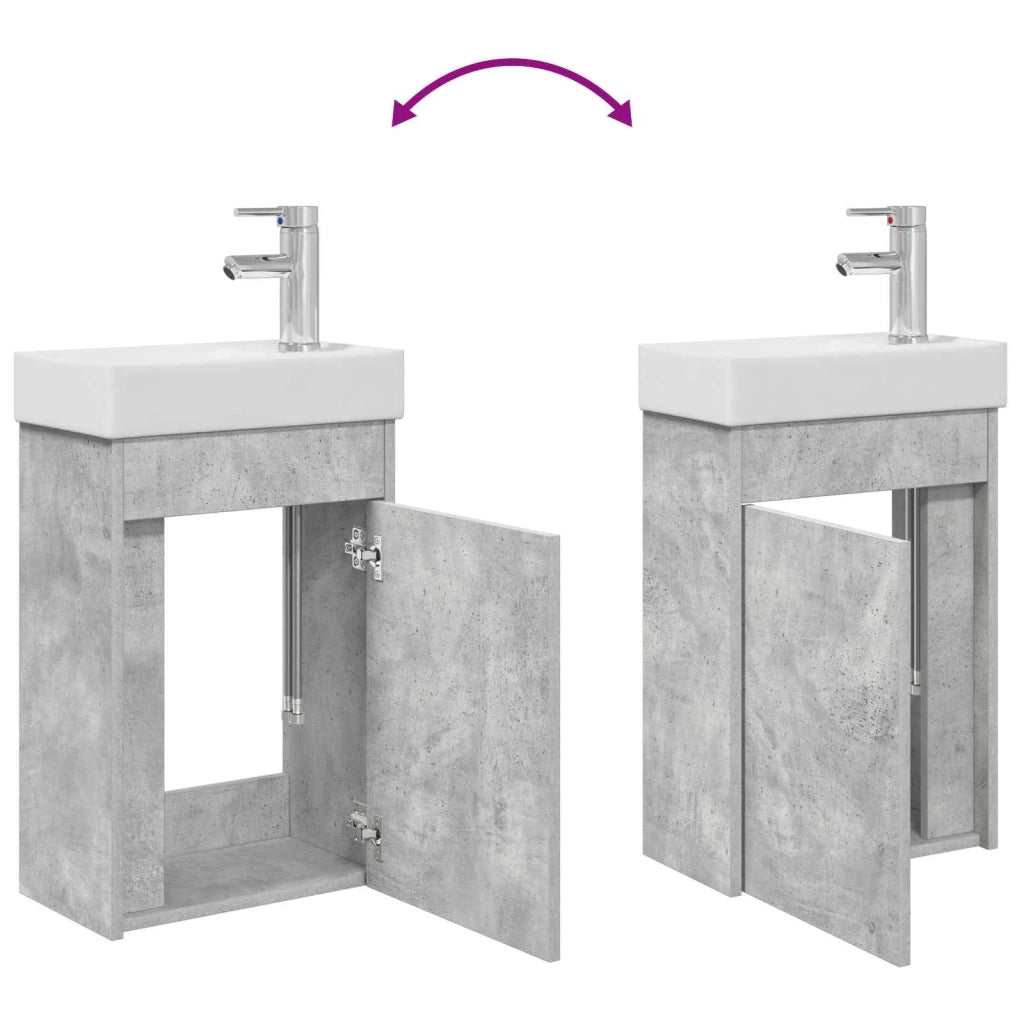 Mobile bagno con rubinetto Grigio Cemento 40,5 x 22,5 x 62 cm