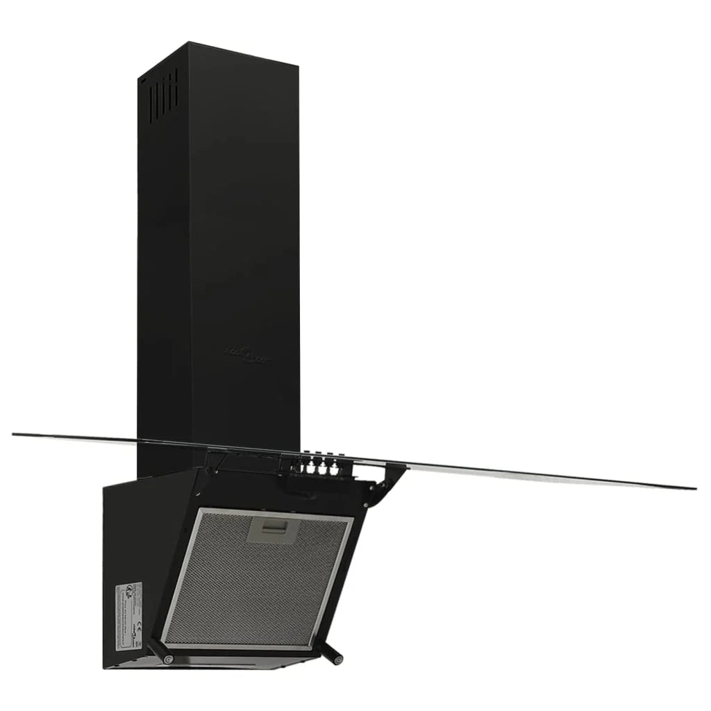 Cappa parete 90 cm acciaio e vetro temperato nero 02_0005851