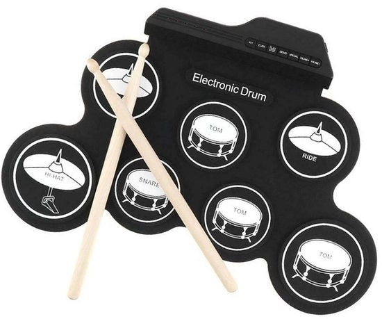 Tappeto di Pratica a Rullo USB - Batteria Elettronica da Casa - per Esercizi - Silicone - Inclusa la Musica Demo 8 Tracce - Adatto per Tutti i N...