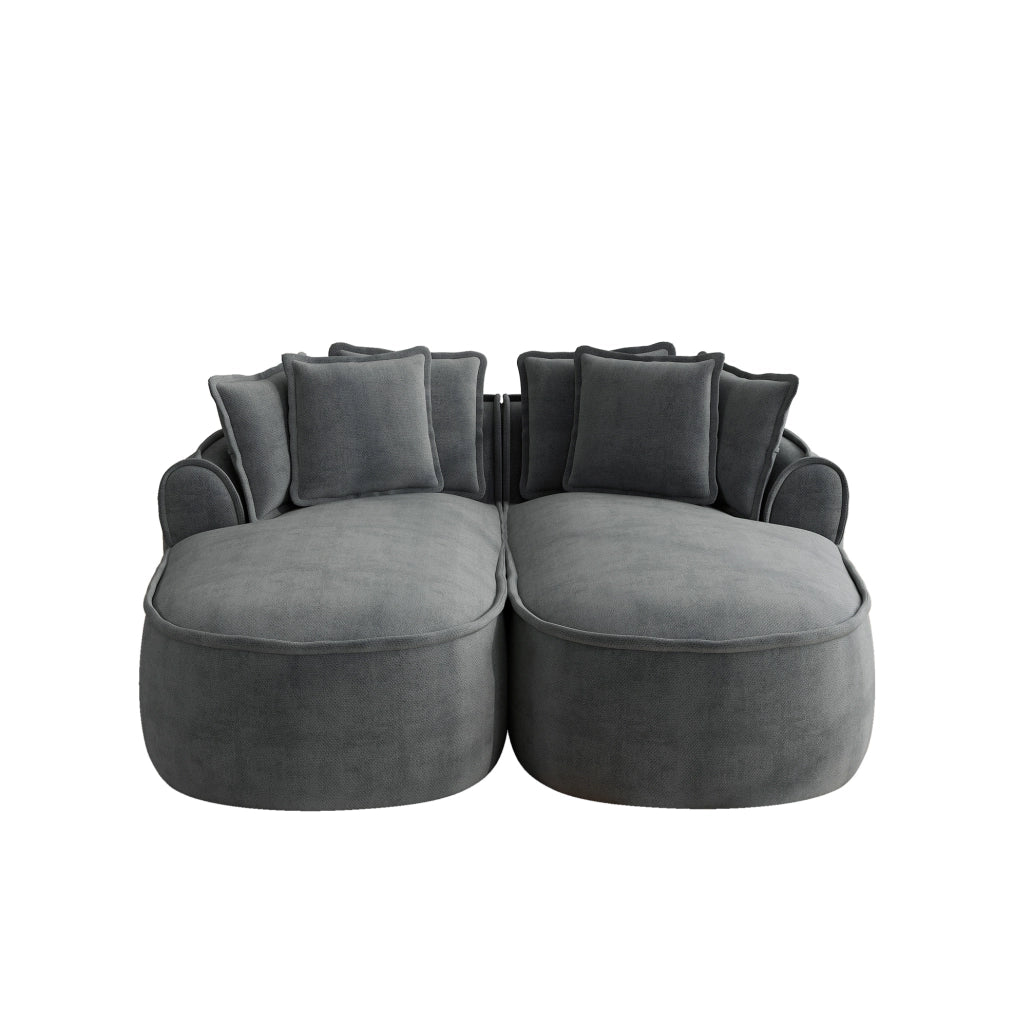 Divano modulare senza telaio in chenille; trasformabile; grigio