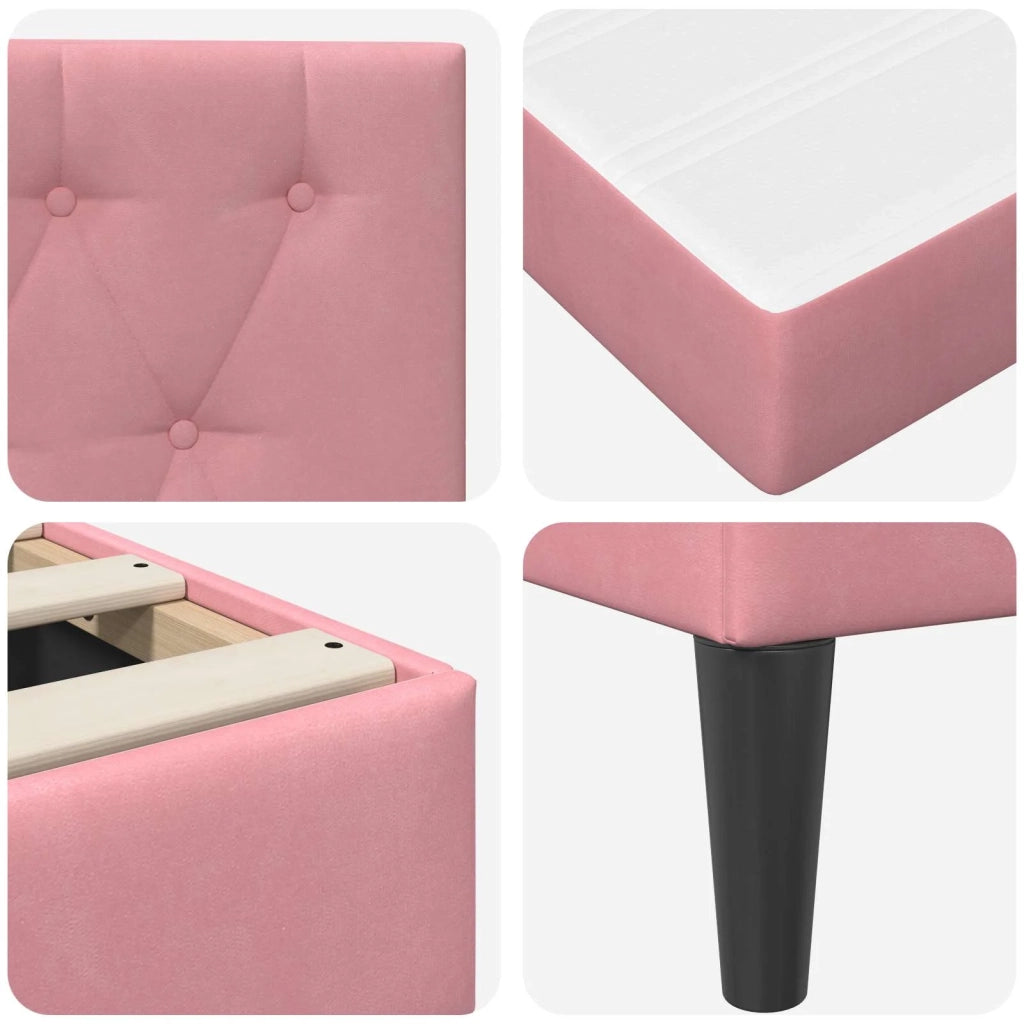 Struttura letto con materasso Rosa 140 x 190 cm Velluto