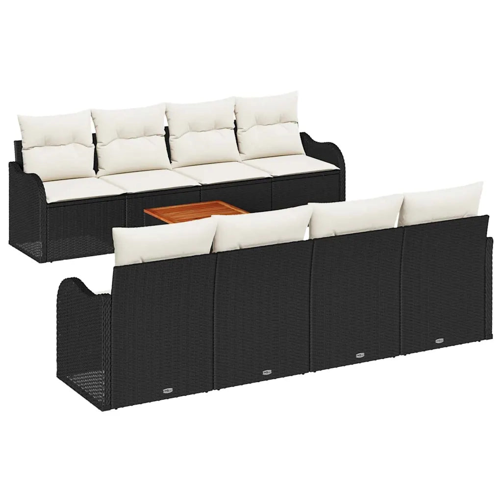 Set Divano da Giardino con cuscino 9 pcs Nero polyrattan 3347425