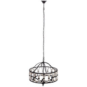 Lampada da soffitto rotonda in legno e metallo nero D63x63x63h cm