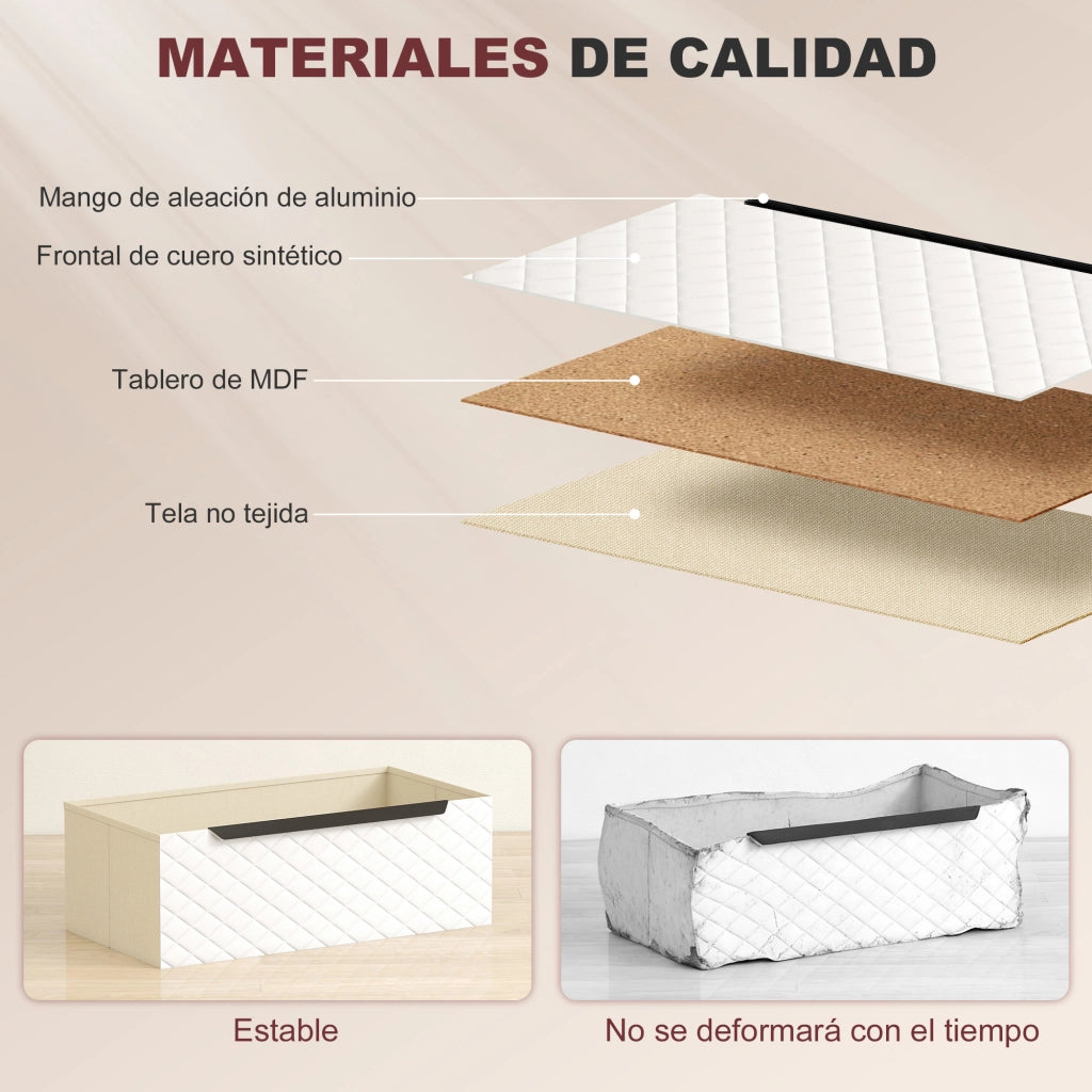 Cassettiera con 2 Cassetti Tessuto Diamante ¨C Zephmum ¨C Naturale e Bianco
