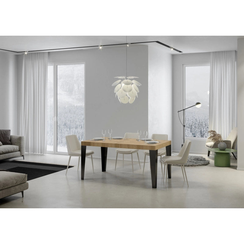 Tavolo allungabile 200/460x90 cm Flame telaio Antracite - Quercia Natura