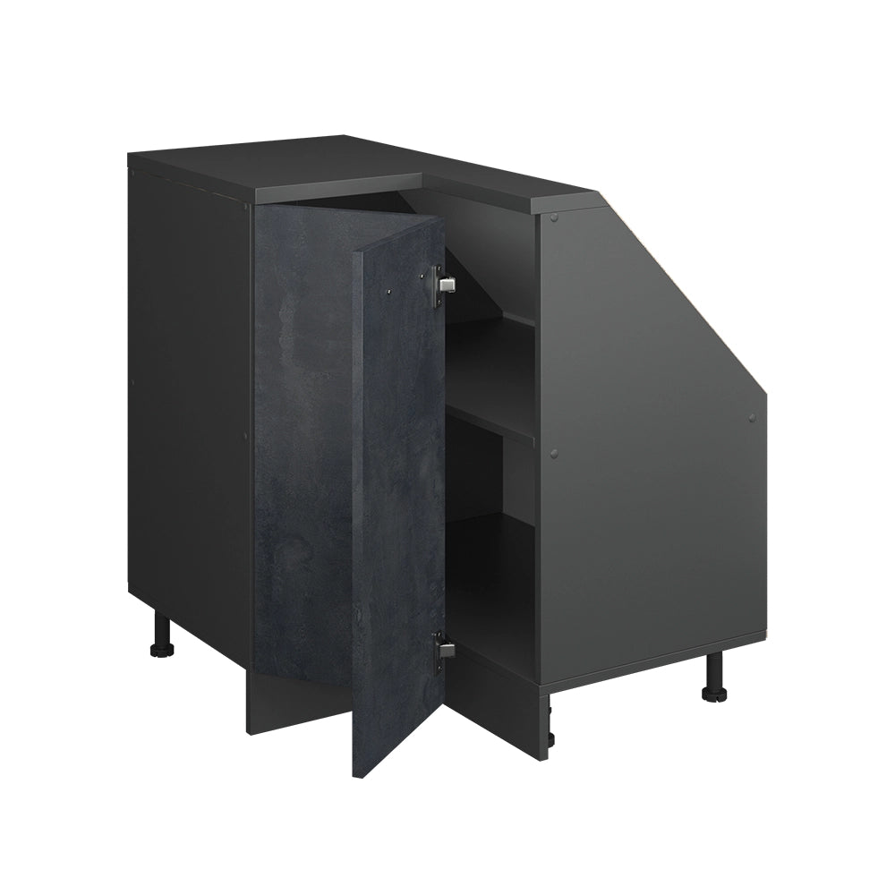 Mobile cucina angolare per sottotetto R-Line Calce nera/Antracite 75.6 cm con 1 porta Vicco