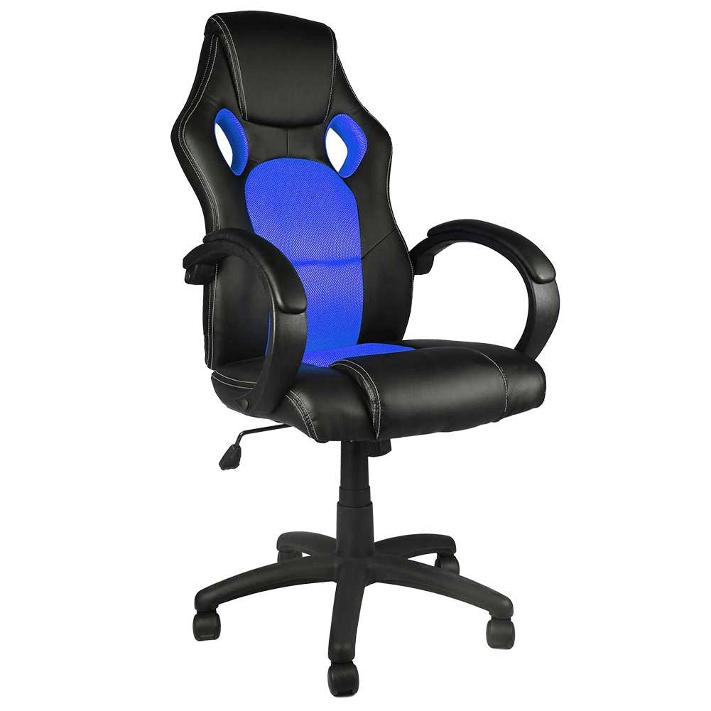 Sedia Gaming Poltrona Ufficio Direzionale 5Ruote Girevoli Sportiva Racer Nero Blu