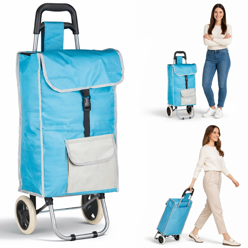 Carrello Trolley Frigo Modello Zeus Azzurro Ruote e Manico Ergonomico 35x30x90cm